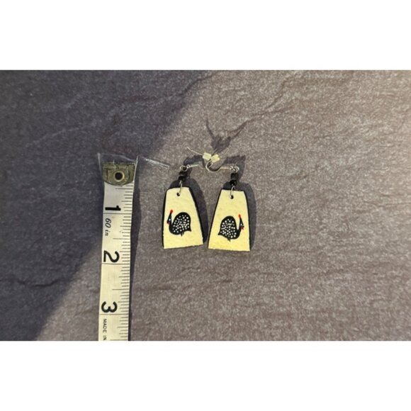 Handcrafted Shell Guinea Fowl Earrings With Unique Design & Silver Hooks - Picture 4 of 7